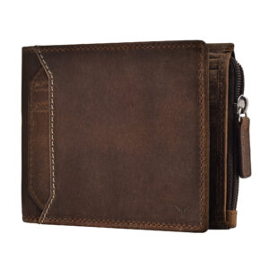 Bifold Mens Wallet with Side Zipper